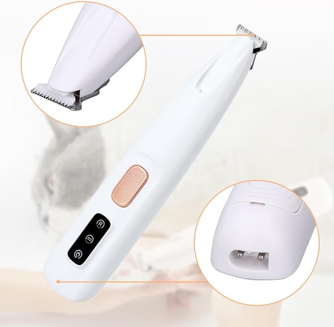 Saffory Electric Dog Trimmer for Paws with LED Light, Rechargeable, Low Noise