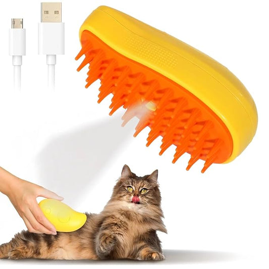 Neptuniopllab Cat Steam Brush - 3 In 1 Cat Steamy Brush, Silicone Massage Grooming Tool