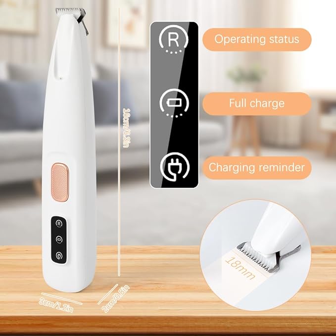 Saffory Electric Dog Trimmer for Paws with LED Light, Rechargeable, Low Noise