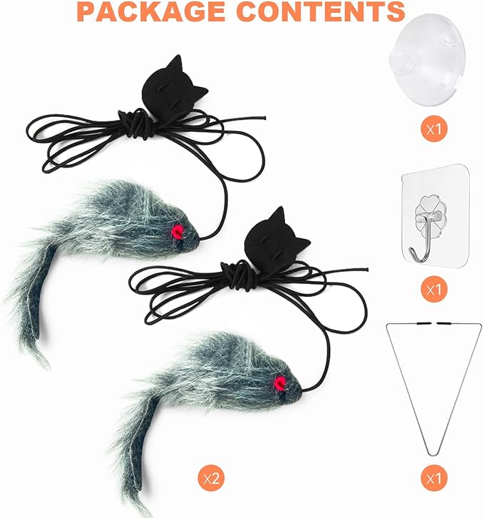 FYNIGO 2 Pcs Self Play Hanging Door Cat Mouse Toys for Bored Indoor Adult Cats Kitten