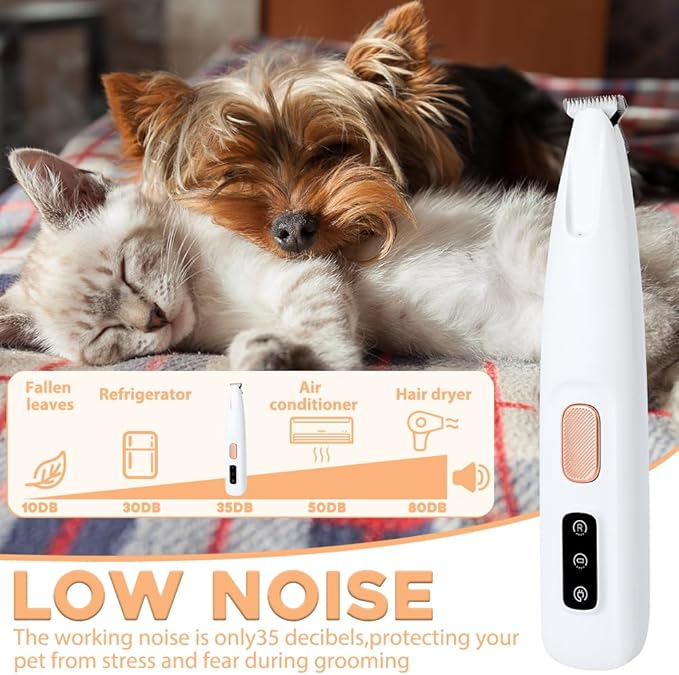 Saffory Electric Dog Trimmer for Paws with LED Light, Rechargeable, Low Noise