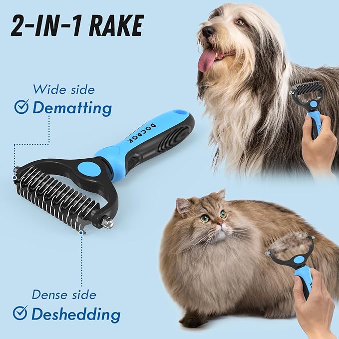 Pet Grooming Combo - Blue Deshedding Brush