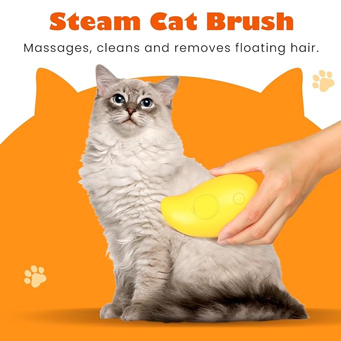 Neptuniopllab Cat Steam Brush - 3 In 1 Cat Steamy Brush, Silicone Massage Grooming Tool