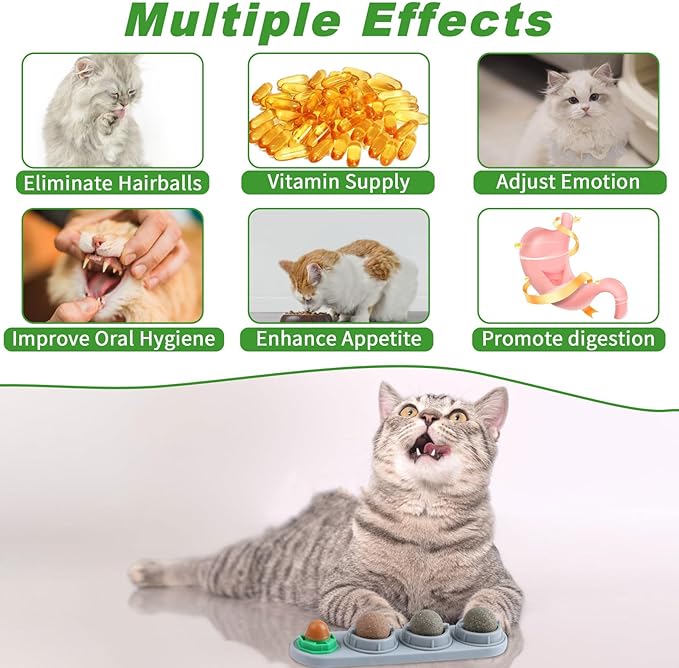 CCINEE Catnip Balls for Cats Wall Catnip Toys Edible Cat Toys for Cat Lick Safe Healthy