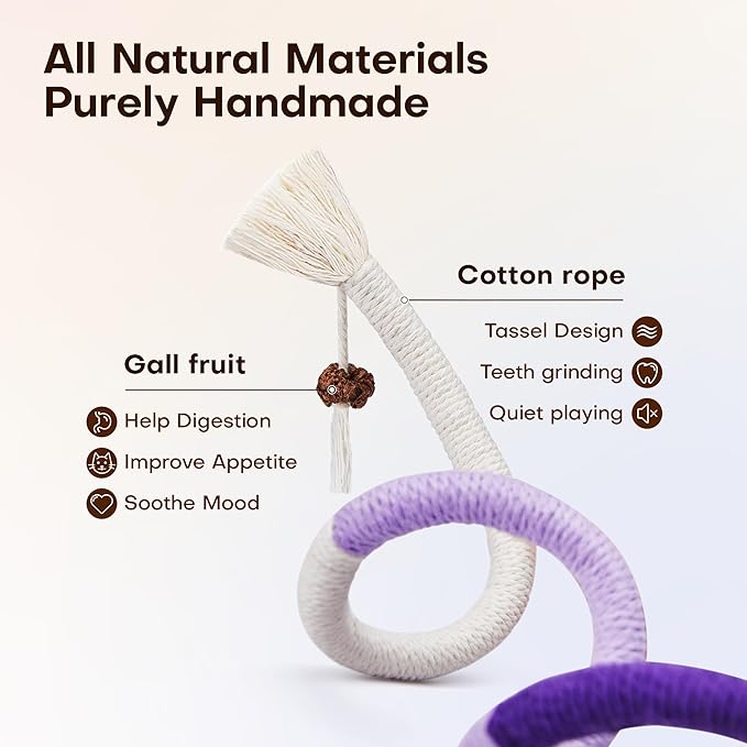 Potaroma Cat Toys Chew Ropes 3Pcs with Refillable Natural Catnip, Safe Teeth
