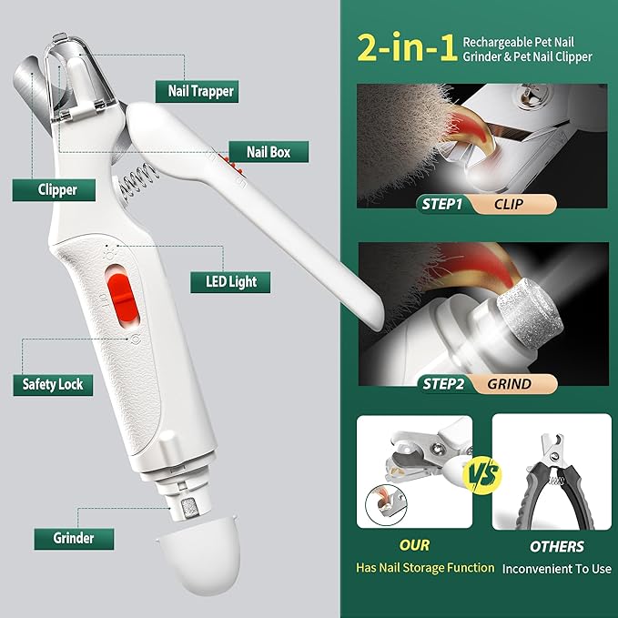 2-in-1 Cat Nail Clippers & Dog Nail Clippers Trimmers for Large Medium Small Dogs Cats Claw Trimmer