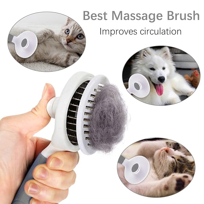 Cat Self Cleaning Slicker Brush, Pets Skin Friendly Grooming Brushes for Shedding Dogs