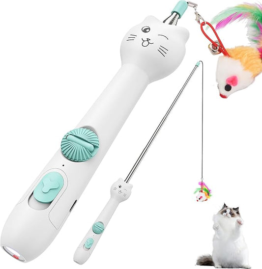 TBTeek Cat Toy, 2in1 Light and Retractable Pole