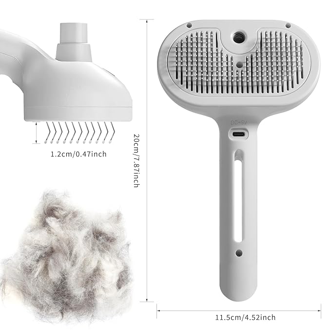 3-in-1 Steam Brush for Cats & Dogs - Water Spray Pet Grooming Brush with Hair Removal Comb